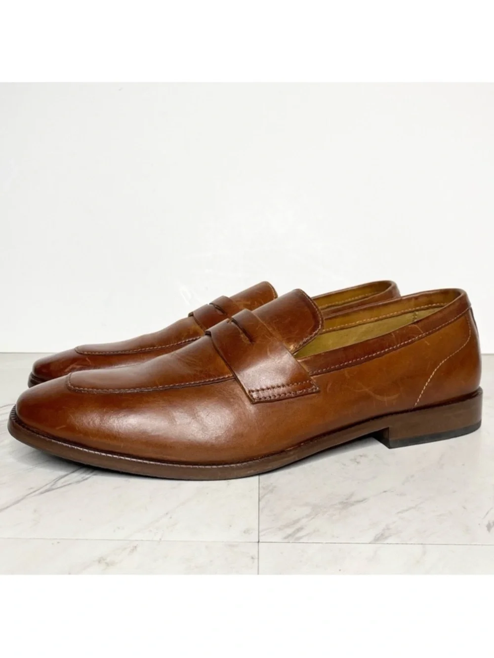 Steve Madden Darlton Cognac Leather Men’s Penny Loafer 10D